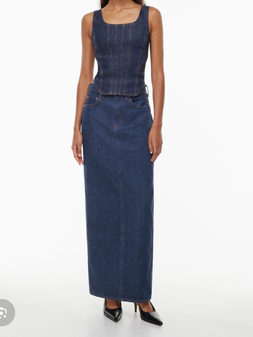 Denim Forum Aritzia The 90s Pencil Maxi Denim Jean Skirt 26